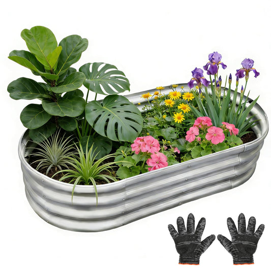 Gardeal Garden Galvanized Raised Garden Bed Kit - Metal Planter Box for Vegetables/Herbs/Flowers, Heavy-Duty Steel Outdoor Planter with Reinforced Edges (4x2x1 FT)