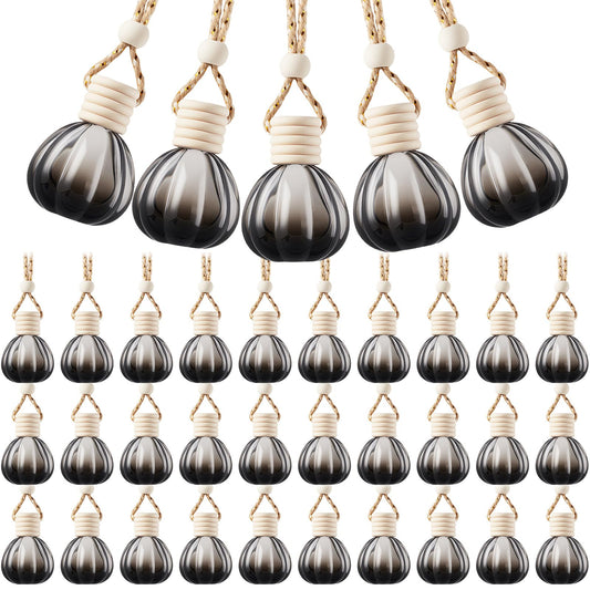 BBTO 50 Pcs Hanging Car Air Freshener Black Car Diffuser Bottles Empty Glass Perfume Bottle Freshener Diffuser Bottle Pendant for Essential Oil Fragrance Aromatherapy Bottles Ornament(Pumpkin)
