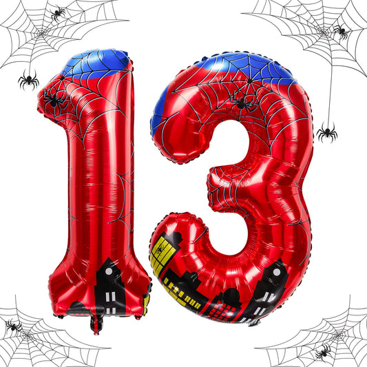 laackys 40 inch spider theme number foil balloons, children's party balloon supplies with classic numbers 1 to 9, birthday decoration supplies,number large balloons for spider theme parties (13)