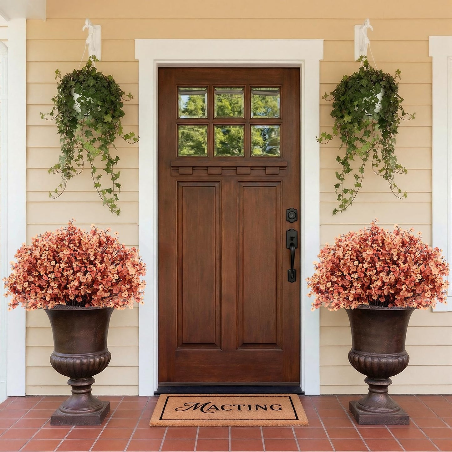 MACTING 24 PCS Babys Breath Artificial Flowers Bulk, UV Resistant Real Touch Gypsophila Faux Silk Flowers for Vase Wedding DIY Home Table Centerpiece Indoor Outdoor Fall Decorations,Light Brown
