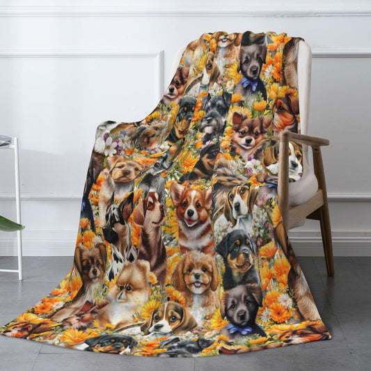 Cute Puppy Dog Throw Blanket Cozy Fluffy Plush Blanket Soft Flannel Throw Blanket for Kids Men Women Gift Sofa Bed Couch 50"x40" Christmas
