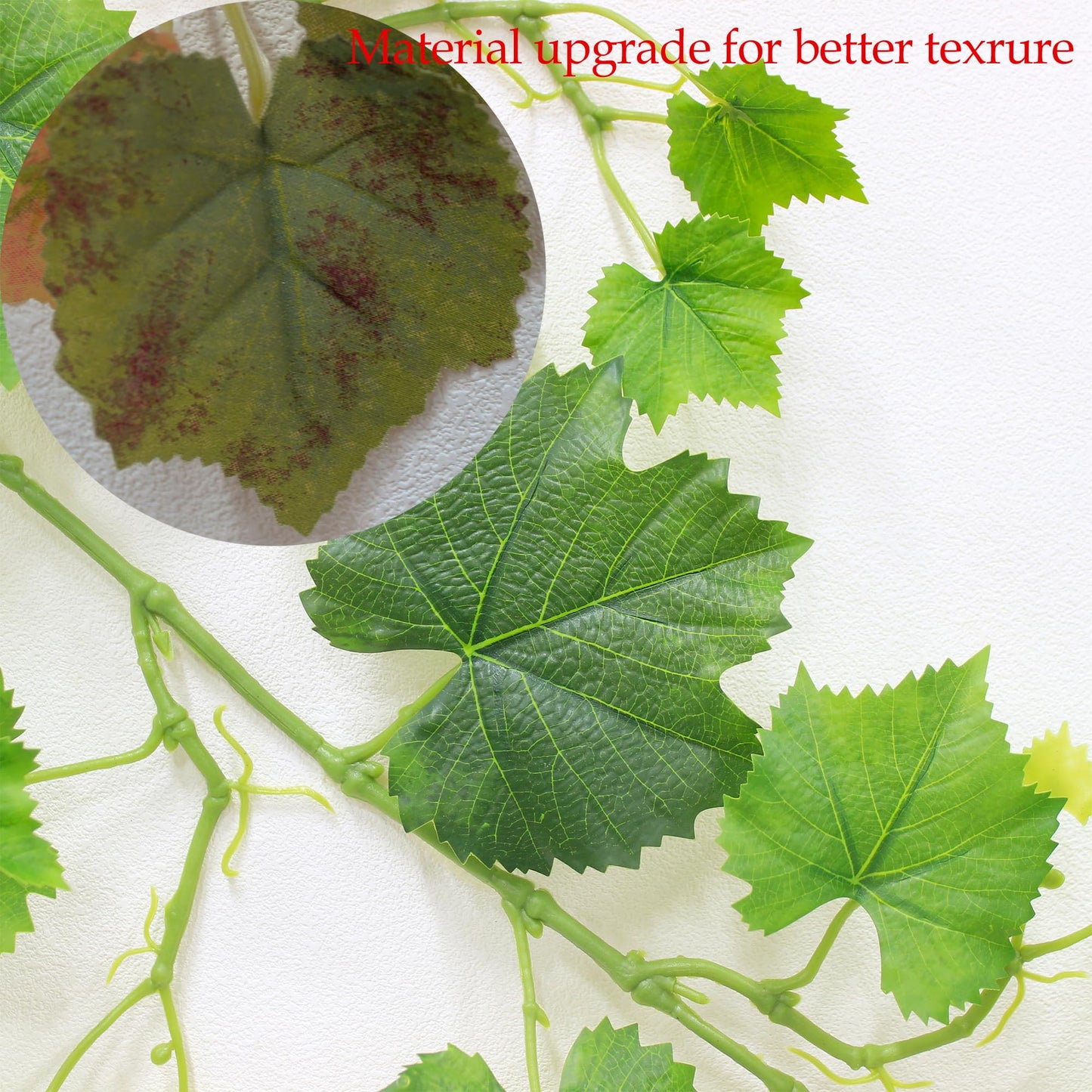 2pcs 40in Artificial grape branches fake vine plants grape leaves（green）