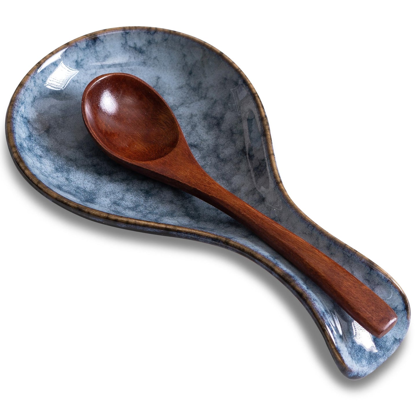 Ceramic Spoon Rest for Stove Top, 8 In Large Spoon Holder for Kitchen Counter, Porcelain Utensil Rest, Housewarming Thankgiving Christmas Gift, Dishwasher Safe Heat-Resistant, Marble Gray(1 PC)