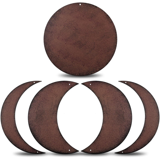 Moxweyeni 5 Pieces metal moon phase wall decor Rusty Moon Distressed Country Primitive Home Decor boho Wall Art cresent Rustic Vintage Farmhouse Hanging Decoration for Home Living Room Bedroom