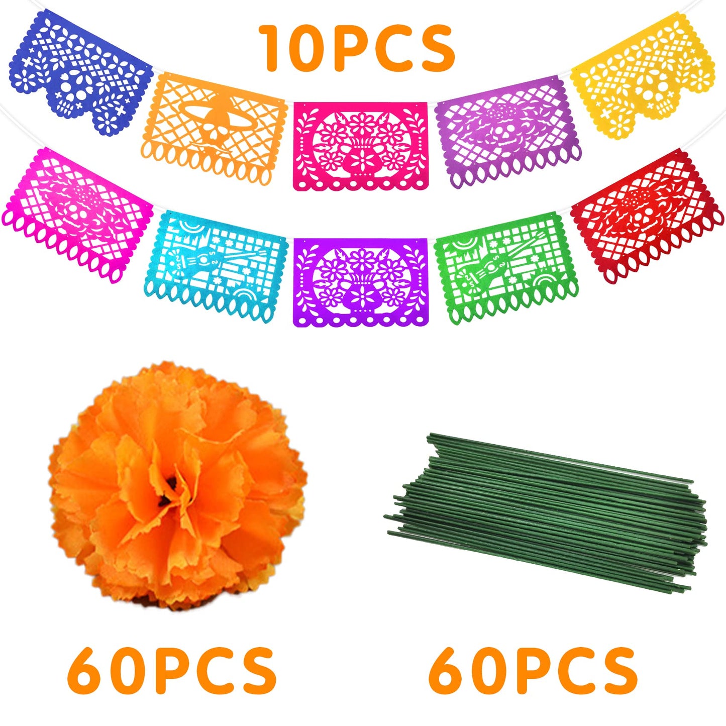 Funnlot Day Of The Dead Decorations Mexican Party Banners Marigold Flowers Ofrendas Dia De Los Muertos Day of The Dead Altar Decorations for Mexican Themed Party Decorations