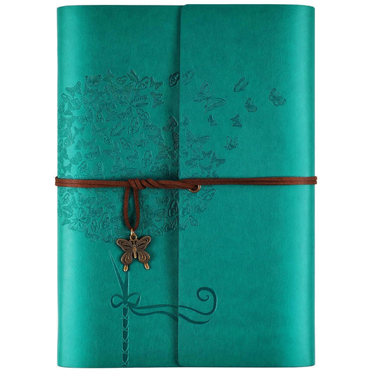 OMEYA Leather Journal Notebook, Refillable Writing Journal Diary Planner，Gifts For Women,Men, Girls, Sister, Friends (Blue, A5-9.3''×6.3'')