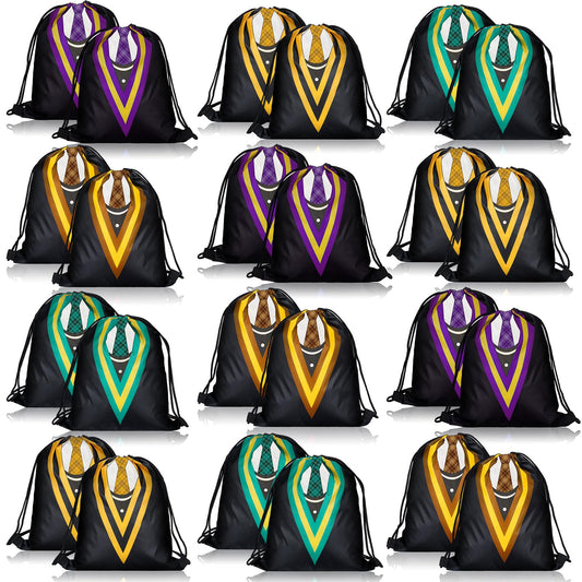 Saintrygo 24 Pieces Magical Wizard School Party Favor Bags Magical Themed Party Goodie Bags Drawstring Backpack Wizard Gift Backpack Dress up Novelty Decorations Supplies for Kids(Novel Style)