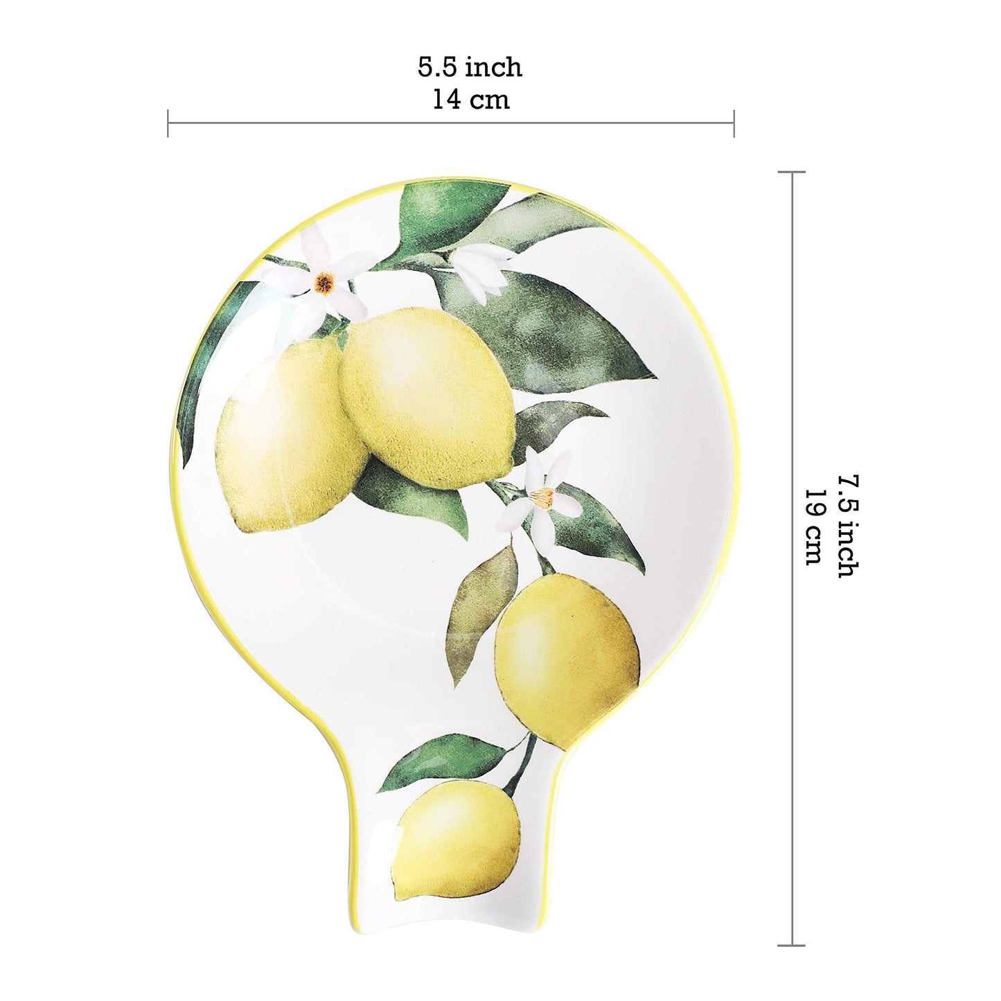 Bico Lemon Dreams Spoon Rest for Stove Top, Ceramic Spoon Holder for Kitchen Counter, Easy to Clean Coffee Spoon Rest Dishwasher Safe, Kitchen Cooking Utensil Rest for Ladles Spatula