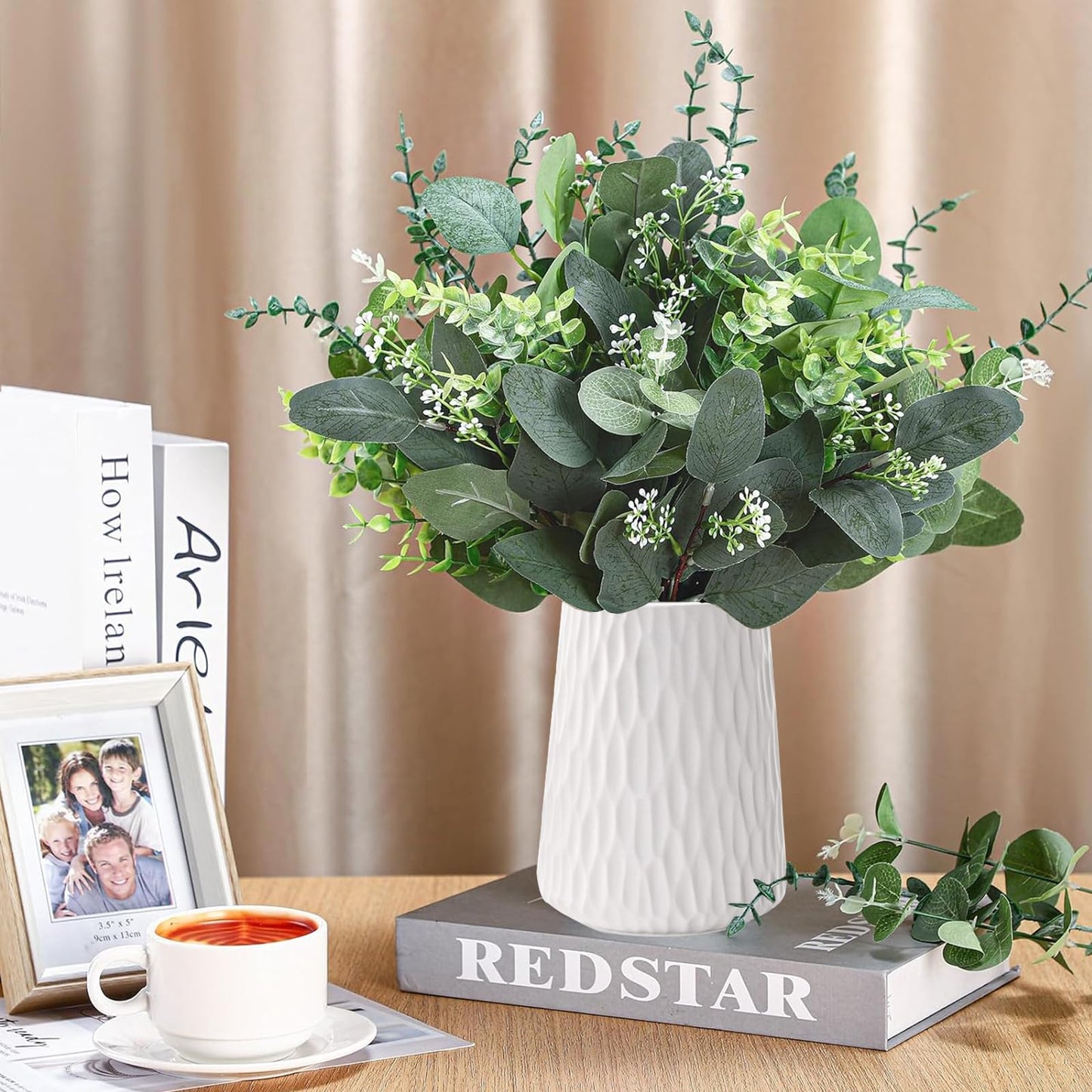 N MAGEAN Eucalyptus Leaves Stems 30 PCS, 4 Kinds Mixed Artificial Greenery Stems for Wedding Decor Vase Floral Arrangement Centerpiece