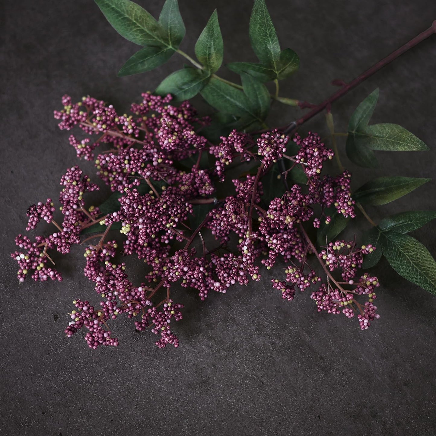 12 Pcs 17" Artificial Nandina Berry Stem, Faux Berry Spray(Dusty Plum)