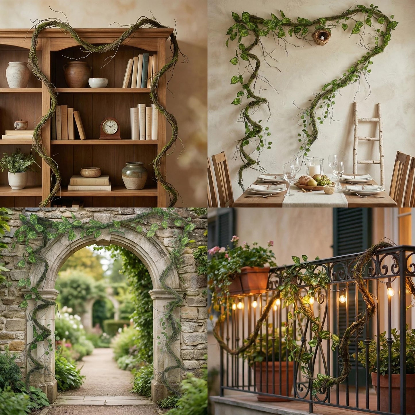 120 inch bendable artificial Dragon Whisker MossVine Green Hanging fake Plants for indoor outdoors entryway Wall Tree Jungle Vine sfireplace Decoration Reptiles Branches Christmas Halloween Easter