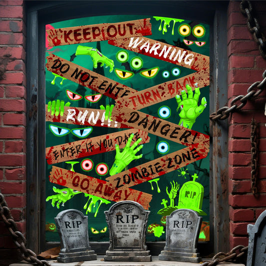 Halloween Window Decoration Clings Halloween Window Decals Indoor Scary Glass Door Decals Haunted House Boards Vinyl Decal Removable Monster Eyes Static Cling for Treat or Trick Holiday Party Supply