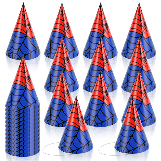 GKXMAXIWANG 24 Pcs Spider Theme Birthday Party Hats Decorations Spider Web Cone Hat Classroom Celebration Party Supplies Shower Photo Prop & Colorful Paper Party