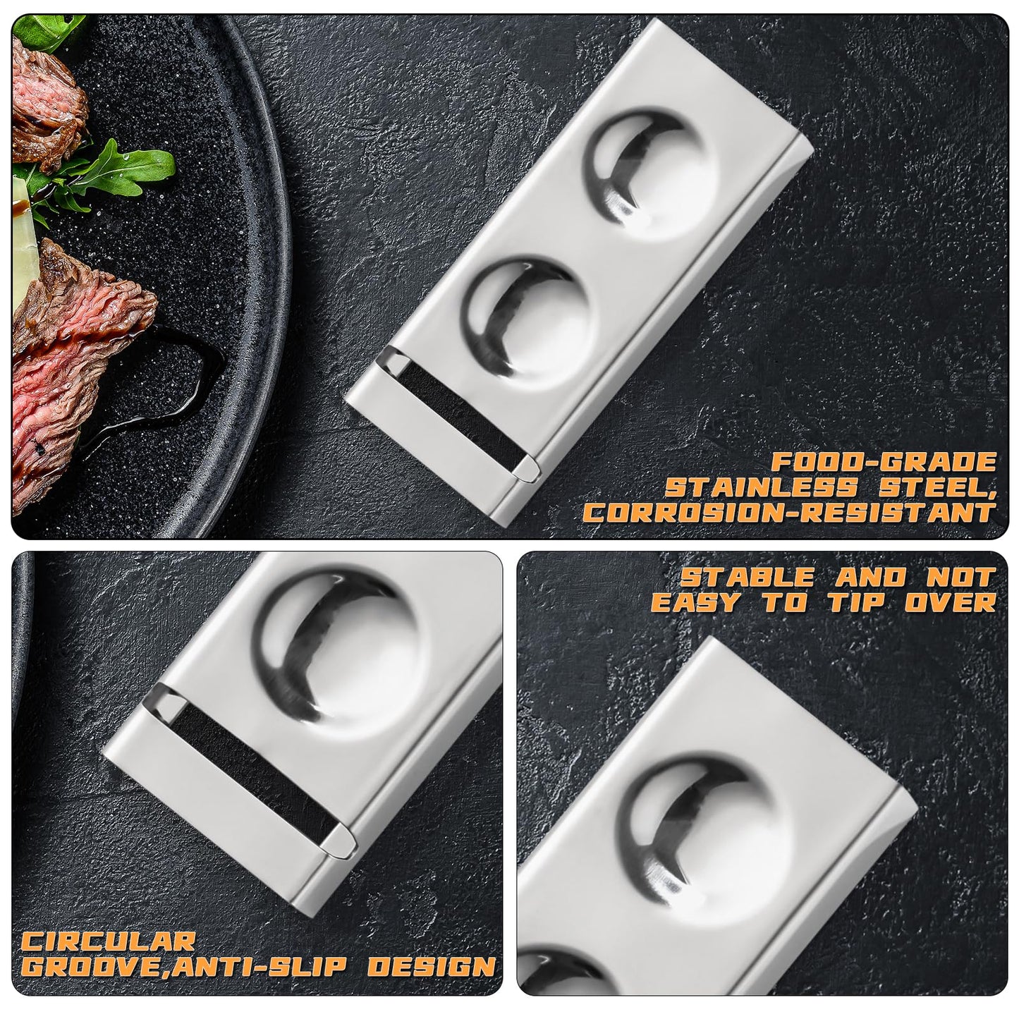 YellRin Knife Spoon Rests Stainless Steel Spoon Fork Knife Rest Rack Flatware Holder Set of 4 for Dining Table Hotel Restaurant