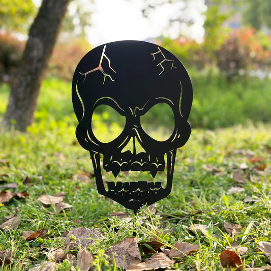 KEDONCHEN Halloween Decorations Outdoor, Metal Skull Decorative Garden Stakes for Halloween Decor, Metal Yard Signs for Outside Garden Lawn Porch Party Decorations