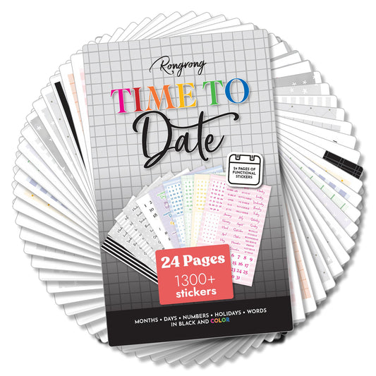 Rongrong Time to Date Planner Stickers Book for Planners, Calendars and Journals – Never Miss a Deadline with Our Essential Date Stickers – Scrapbook Accessories – 24 Pages