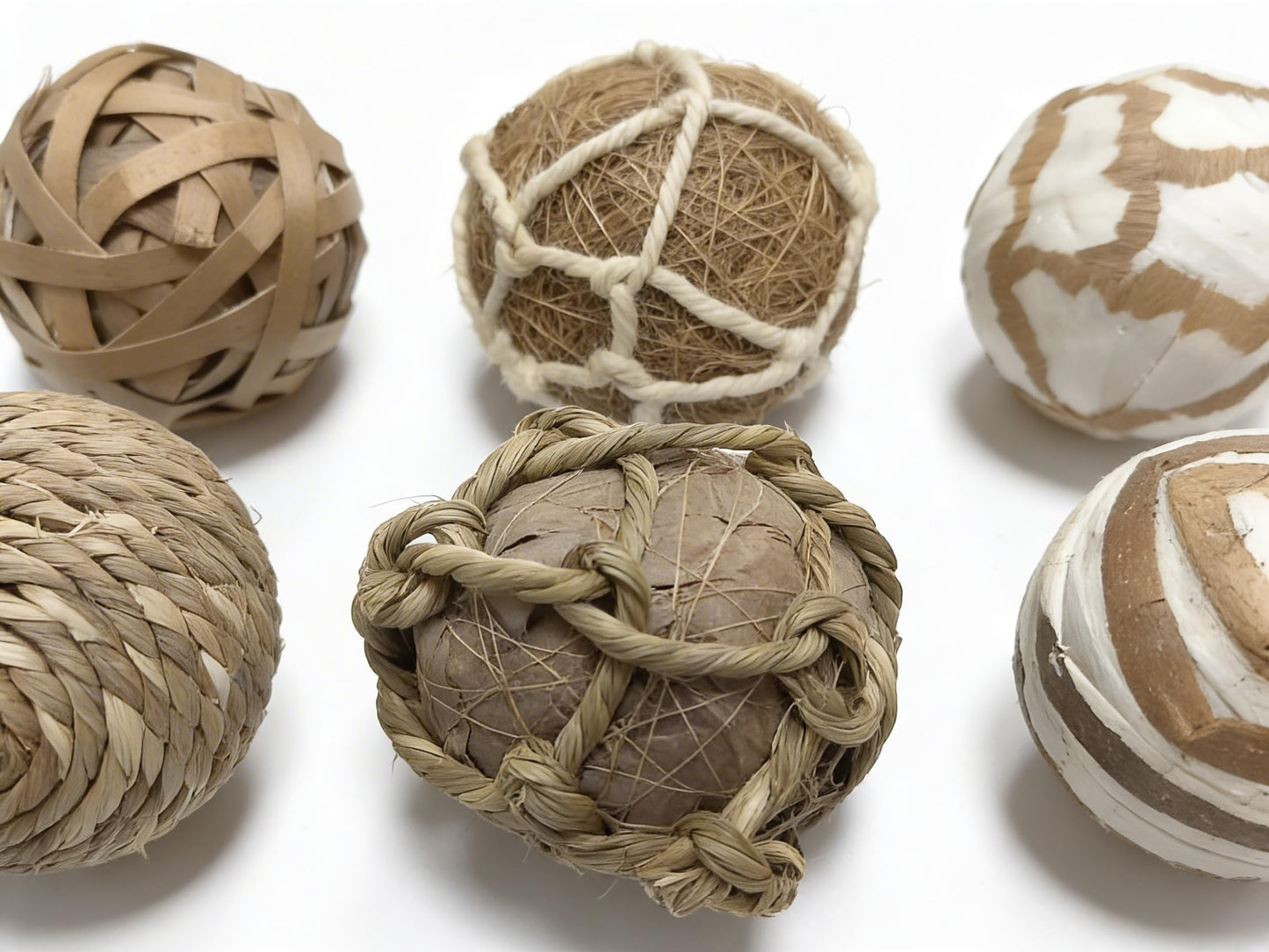 Harbuba 6pcs Decorative Balls for Bowl Centerpiece, 2.4 Inch Orbs Spheres Decor Balls Rattan Wicker Balls for Bowl Fillers, DIY Home Vase Table Decor