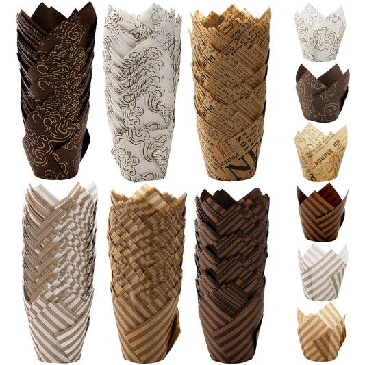Lawei Set of 300 Tulip Cupcake Liner - Baking Paper Cups Muffin Liners Wrappers for Weddings, Birthdays, Baby Showers