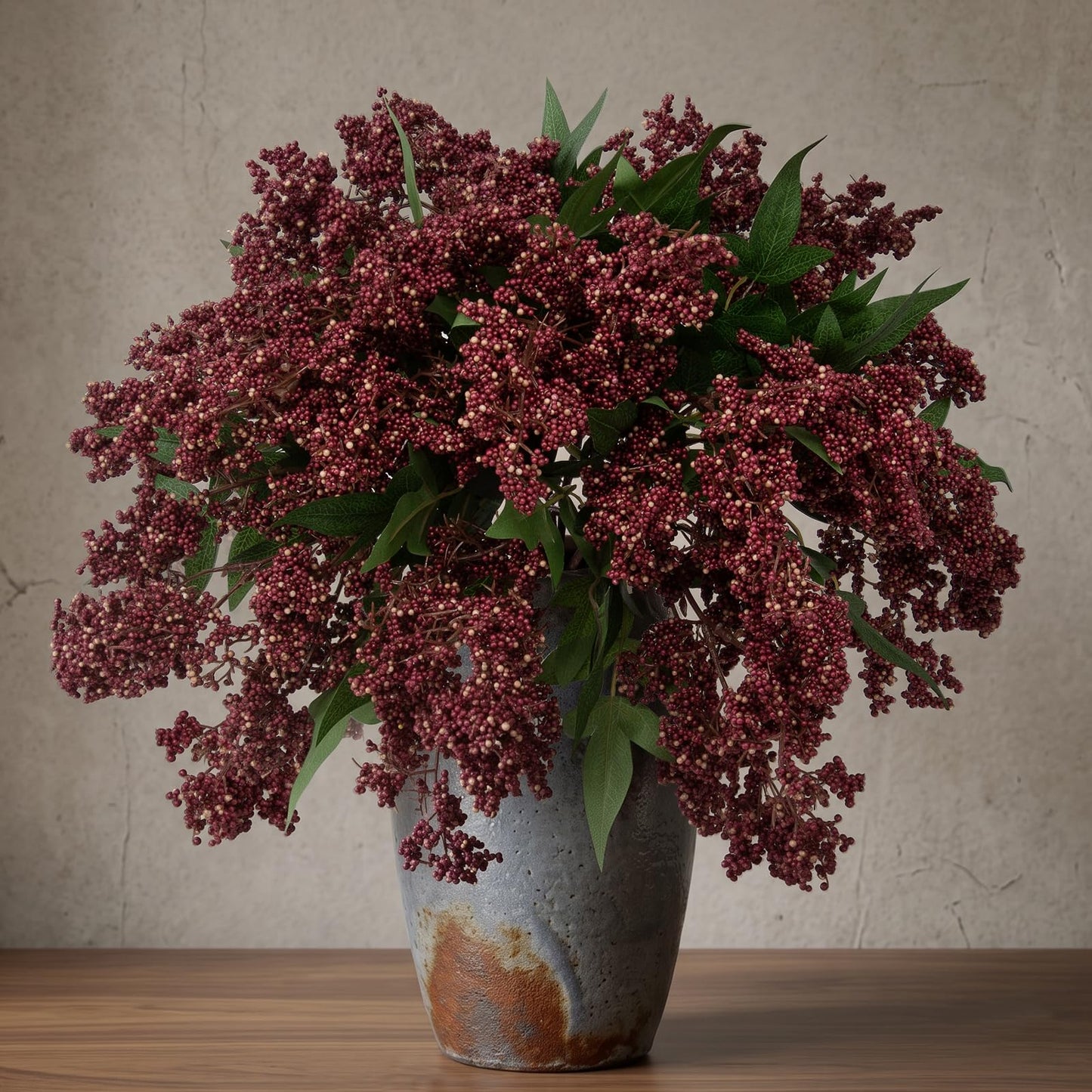 Daynight 17In Artificial Berry Stem for Vase, 6 Pcs Faux Nandina Branches Fall Floral Picks Fake Realistic Berry Spray for Wedding Autumn Thanksgiving DIY Farmhouse Home Decor(6, Purple, 17Inch)