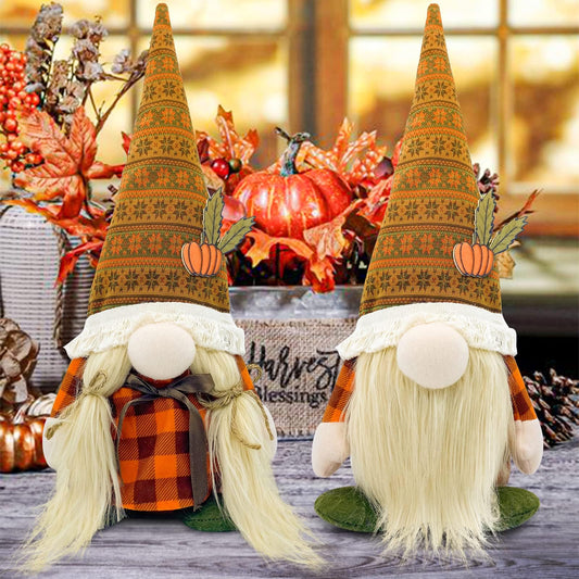 Fall Decorations for Home - Fall Decor - Cute Thanksgiving Gnomes Plush Doll for Office, Indoor, Living Room, Tiered Tray, Harvest Table Supplies - Autumn Birthday Gifts Basket Ideas for Women