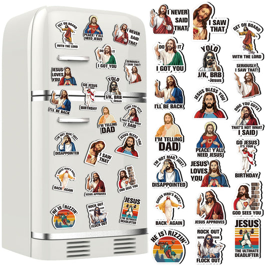 Xuhal 20 pcs Large Jesus I Saw that Magnet Sticker for Christian Kitchen Religious Refrigerator Whiteboard Locker Jesus Christian Fridge Magnets Home Office