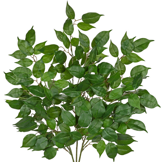 Ficus Leaves Artificial Branches 41.3" Faux Ficus Tree Branches Fake Greenery Plant Spray for Tree DIY Arch Wedding Bouquet Wreath Wall Decor - 3PCS