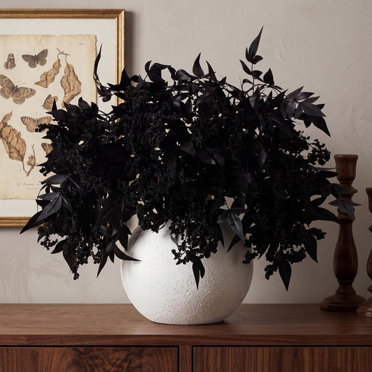 Zeyune 3 Pcs Artificial Black Berry Stem Fall Faux Flowers Picks Branches Fake Realistic Sedum Stem Spray for Halloween Holiday Seasonal Farmhouse Mantel Harvest DIY Home Decorations(35 Inch)