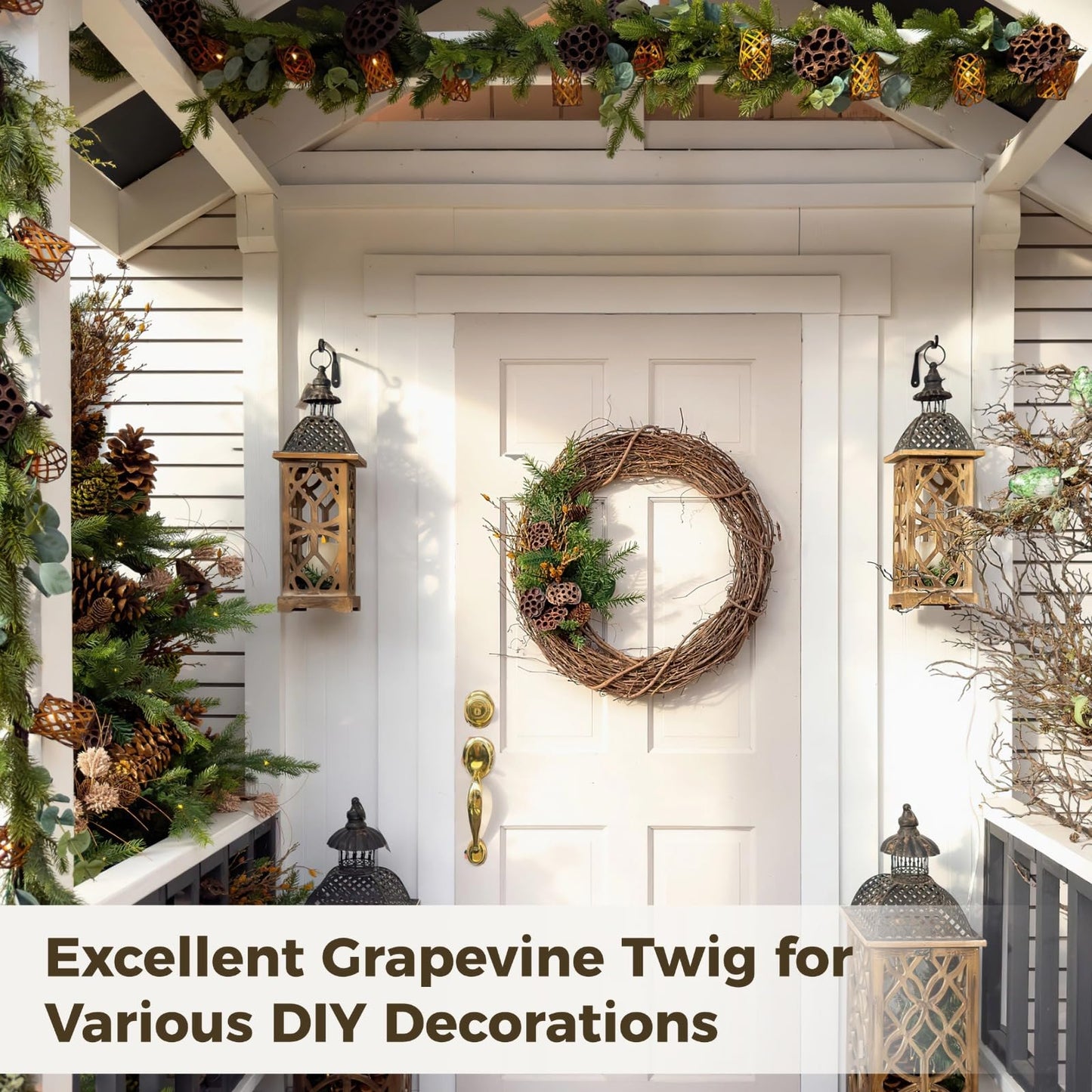 6 PCS Grapevine Garland - DIY Crafts Natural Grapevine Twig Vines, 15 Feet Vines Garland Wreaths for Wedding House Holiday Door Vase Wall Decor