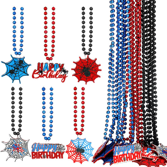 Otuuz 36 Pcs Spider Party Favors Decor Spider Theme Beaded Necklaces Long Beads Chains Pendants Colorful Beaded Necklaces Costume Jewelry for Birthday Party