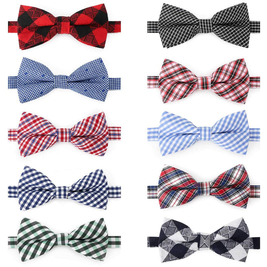Segarty Puppy Bow Ties, 10 PCS Dog Bowtie Collar Bulk Holiday Cat Collar Grooming Bows for Pet Photography Festival Party Neck Wear Gift, Cute and Plaid Patterned