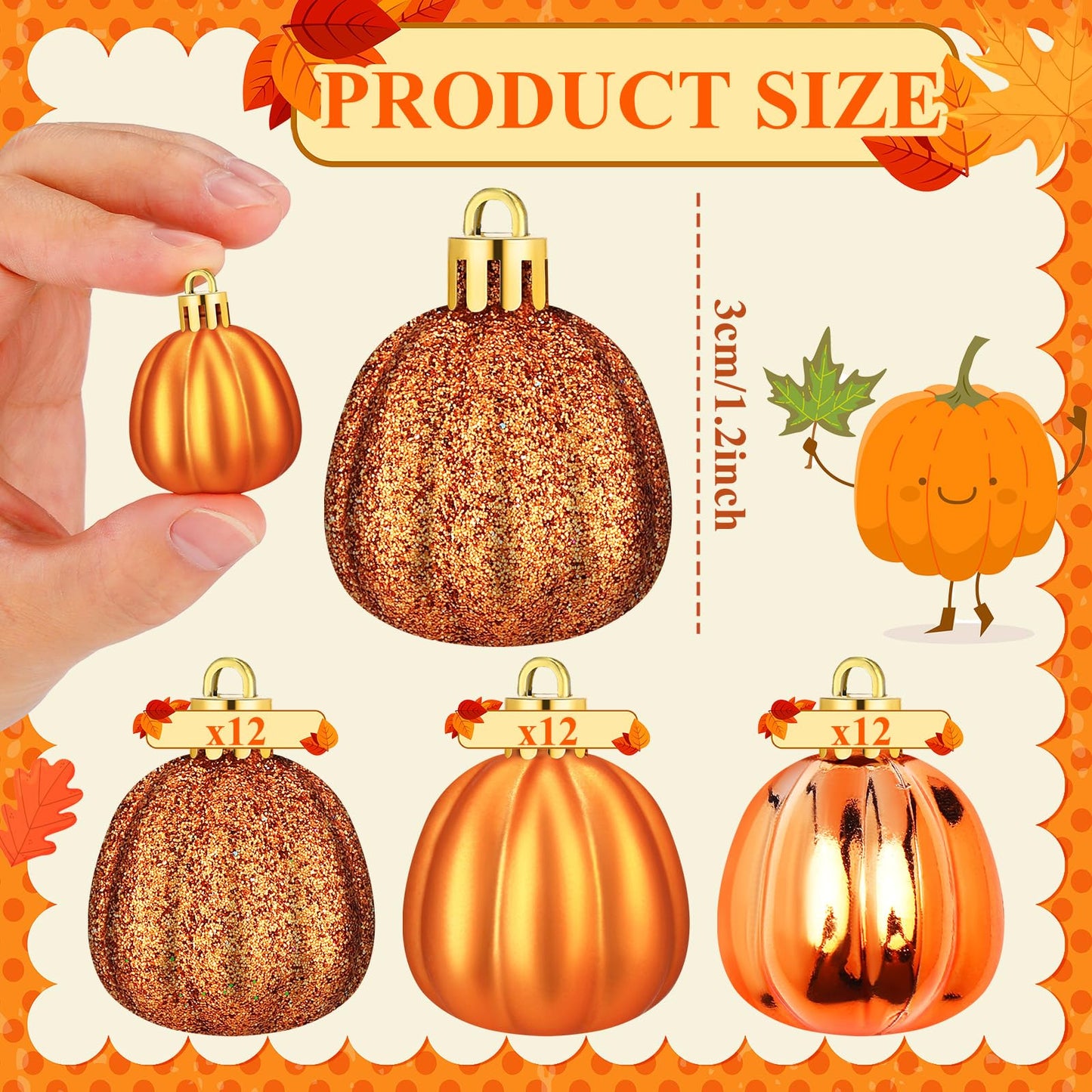 Colingmill 36 Pcs Fall Tree Ornaments Pumpkin Hanging Ornaments Thanksgiving Fall Decorations Mini Pumpkin Ball Decorations Farmhouse for Small Tree Autumn Home Halloween Party(Cute,Pink)