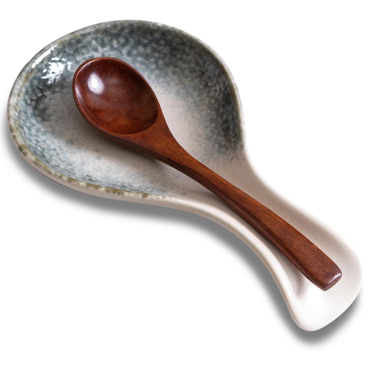 Ceramic Spoon Rest for Stove Top, 8 Inches Large Spoon Holder for Kitchen Counter, Porcelain Utensil Rest, Housewarming Christmas Gift, Dishwasher Safe Heat-Resistant, Ice-Flecked Smoke White(1 PC)
