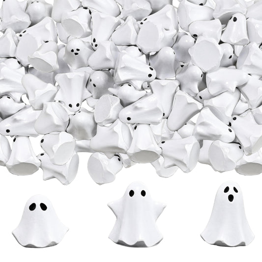 FESTGLOX 50Pcs Mini Resin Ghosts, Small Ghost Figurines, Tiny Halloween Miniatures for Spooky Tiered Tray Decor, Vase Filler, Home Tabletop Shelf Centerpieces, Party Favors Gift