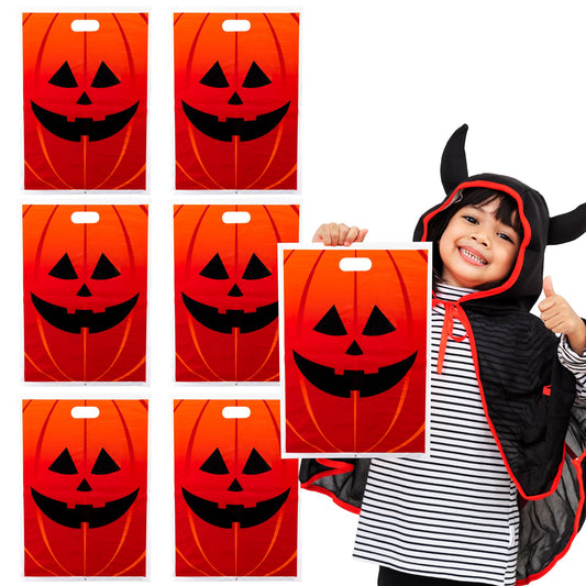 Super Z Outlet 50 Piece 11" x 17" Jack-O-Lantern Trick or Treat Bags Orange Pumpkin Face Halloween Plastic Candy Bags for Party Favors, Snacks, Decoration