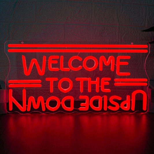 BMLOPZ Welcome To The Upside Down Neon Sign Dimmable Neon Lights for Wall Décor USB Powered LED sign for Bedroom Game Room Man Cave Great Gift for Birthday christmas etc;(16.4 * 8.3 inches)