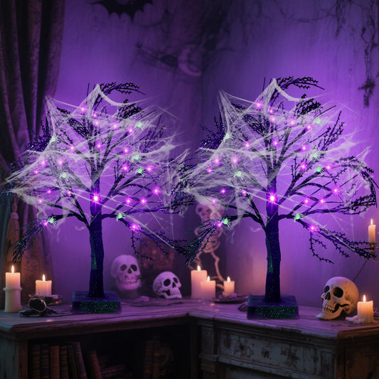 Happy Trees 2 Pcs Halloween Black Spooky Tree,18"