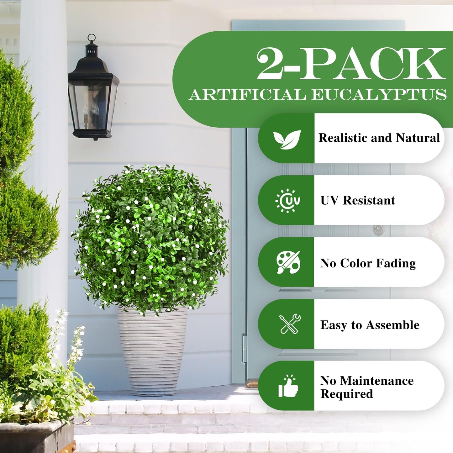 FAJUNZH Artificial Topiary Bushes for Outdoors with Spike, Boxwood Ball Fake Shrubs UV Resistant Faux Plants for Indoor Outdoor Fall Thanksgiving Halloween Decor