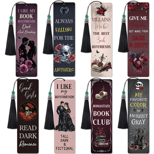 Sitsink Gothic Diamond Art Bookmarks - 8 Pcs Dark Romance Diamond Painting Bookmarks Horror Halloween Christmas Gifts for Women DIY Gem Art Rhinestone Crafts Kit for Women