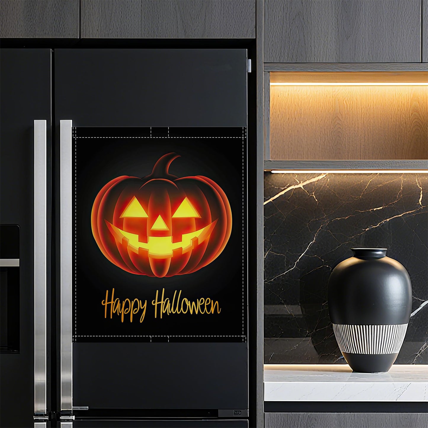 Halloween Spooky Pumpkin Dishwasher Magnet Cover,Front Dishwasher Cover Decoration Reusable Decorative Magnetic Cover for Home Kitcen Appliance 23x26 Inch