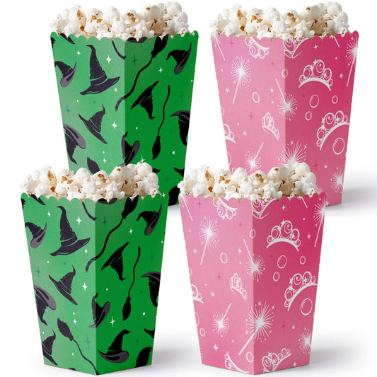 Big Dot of Happiness Witch Popcorn Boxes, Good Pink and Green Birthday or Witch Halloween Party Favor Treat Boxes - Set of 12