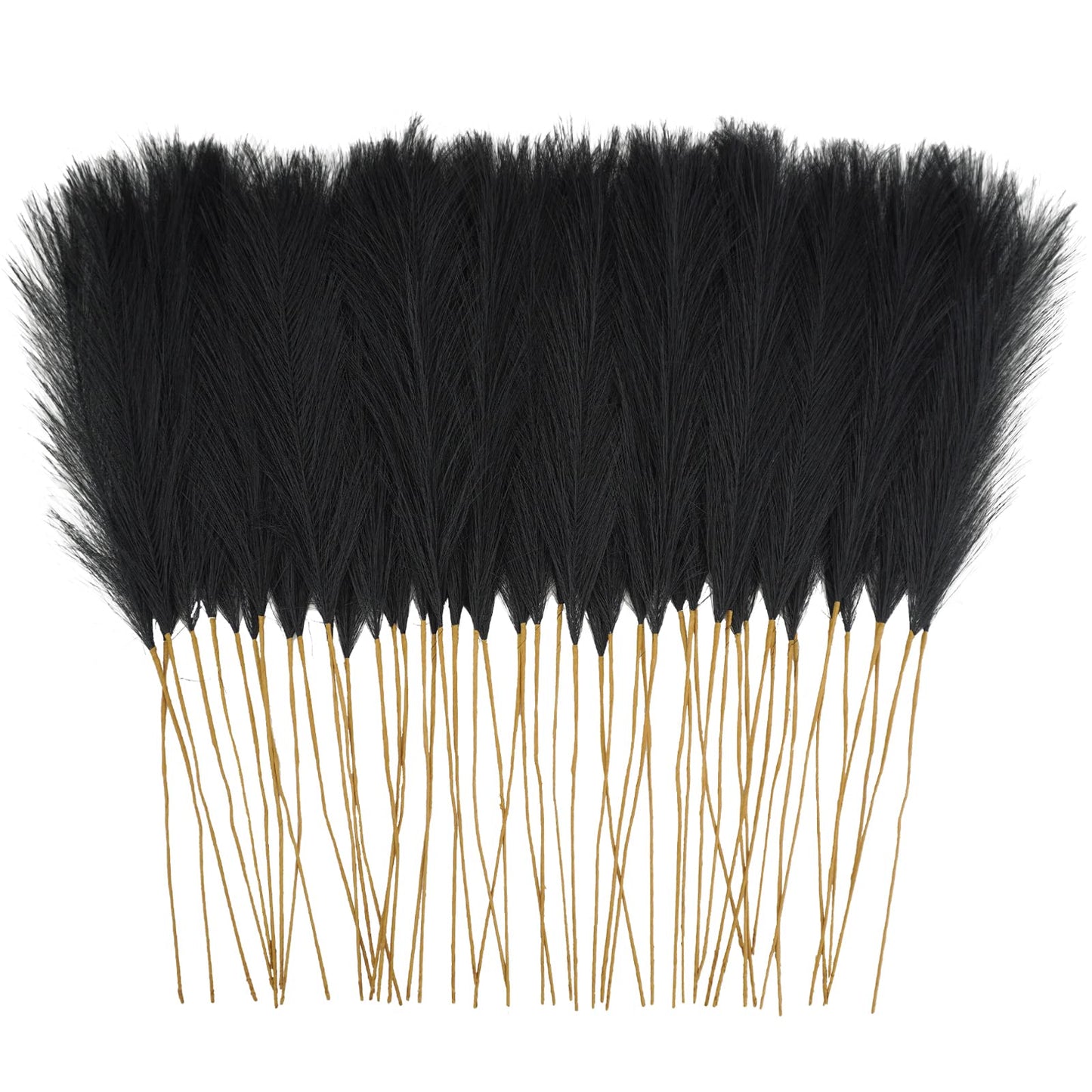 obbsie 50pcs Faux Black Pampas Grass, 21.6" Short Artificial Pompous Grass Floral Fake Pompas Grass Branches Vase Filler Flower Arrangement for Home Halloween Decor