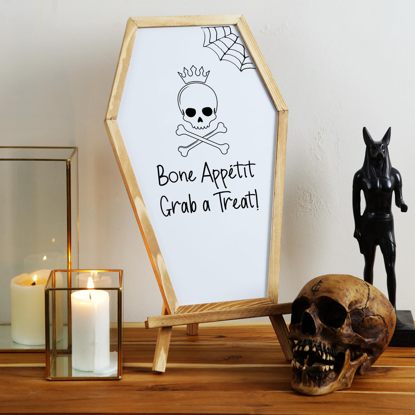 Coffin Chalk Board with Double Sided White Board & Mini Coffin Blackboard - Gothic Wedding Decor - Spooky 17x10.5 inches - Eraseable Coffin Letter Board for Halloween Decor - Gothic Curiosities
