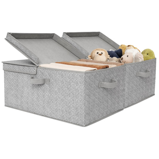 GRANNY SAYS Large Storage Bins with Lids, Decorative Storage Box for Shelves, Fabric Storage Bins Foldable, Storage Basket for Clothes, Keepsake Box, Jumbo, Gray, 2-Pack