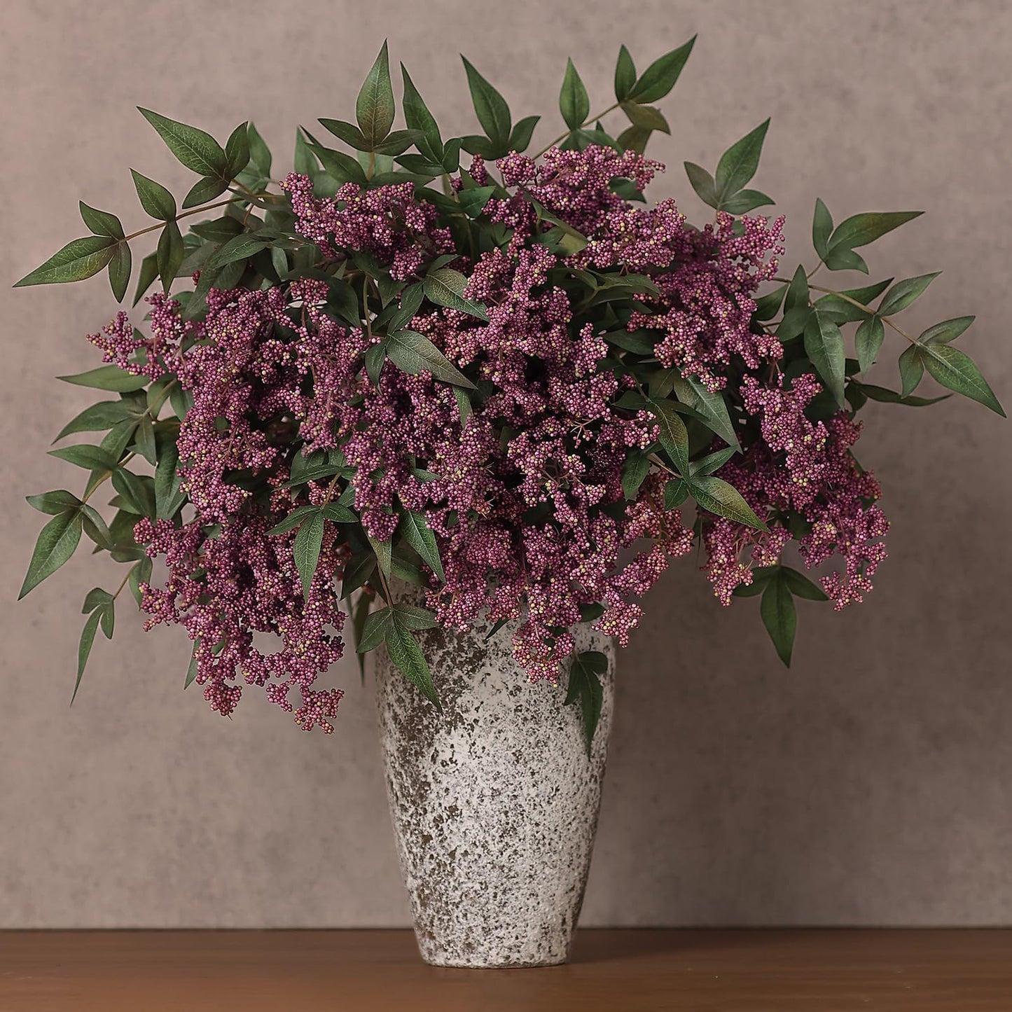 4 Pcs 36" Artificial Nandina Berry Stem, Fake Plant Branches(Dusty Plum)