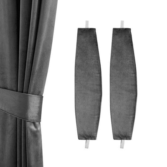 StangH Curtain Tiebacks - Curtain Holdbacks for Drapes Velvet Convenient Decorative Ties for Home & Office Window Draperies (Grey, 21 inches Length, 2 Packs)