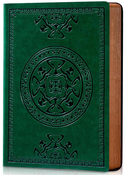 CAGIE Lined Journal for Men Soft Cover Notebook Leather Journals for Writing, 180 Lay Flat Vintage Mens Journal Personal Diary, 5.7'' X 8.3'', Dark Green