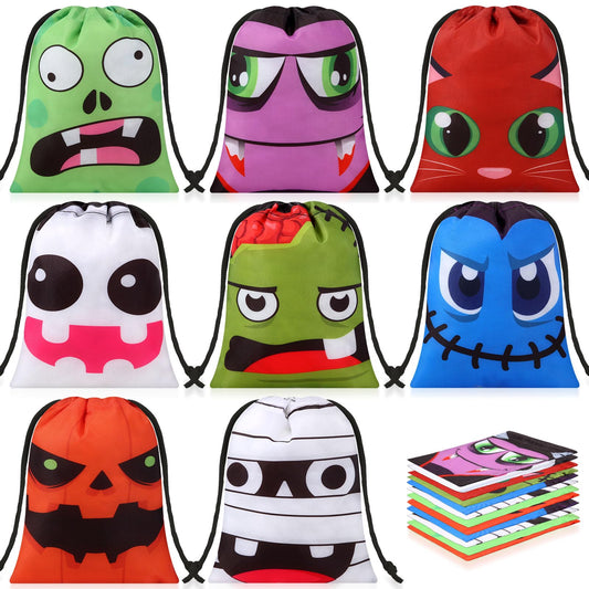 Paterr 24 Pcs Party Favor Drawstring Bags Bulk Halloween Spooky Themed Gift Pouches with Drawstring Tick or Treat Candy Goodies Treat Bags for Kids Adults Birthday Party Favor Supplies (Funny)