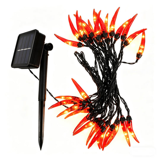 Hemobllo Solar Pepper String Lights, Red LED Outdoor Fairy Lights Waterproof & Automatic Charging for Garden, Patio, Party & Christmas Decor