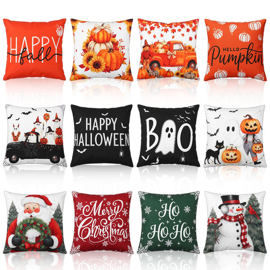 Lumina Garden 12 Pcs Fall Pillow Covers 18 x 18 Inch Holiday Throw Pillow Covers Pumpkin Cushion Case Pillowcase for Indoor Outdoor Farmhouse