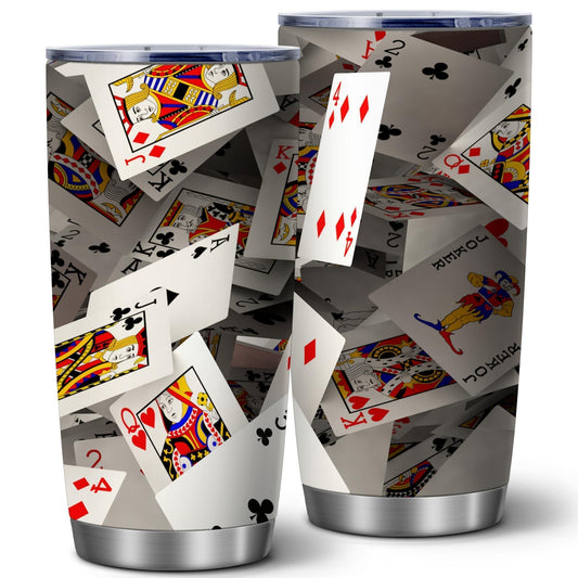 ATHAND 3D Playing Card Cups,Poker Gifts for Women,20 Oz Insulated Stainless Steel Iced Coffee Tumbler with Lid,Halloween Gifts for Men Women,Funny Tumbler for Party,1 Pcs